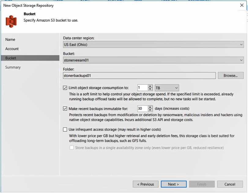 veeam backup to aws s3 bucket