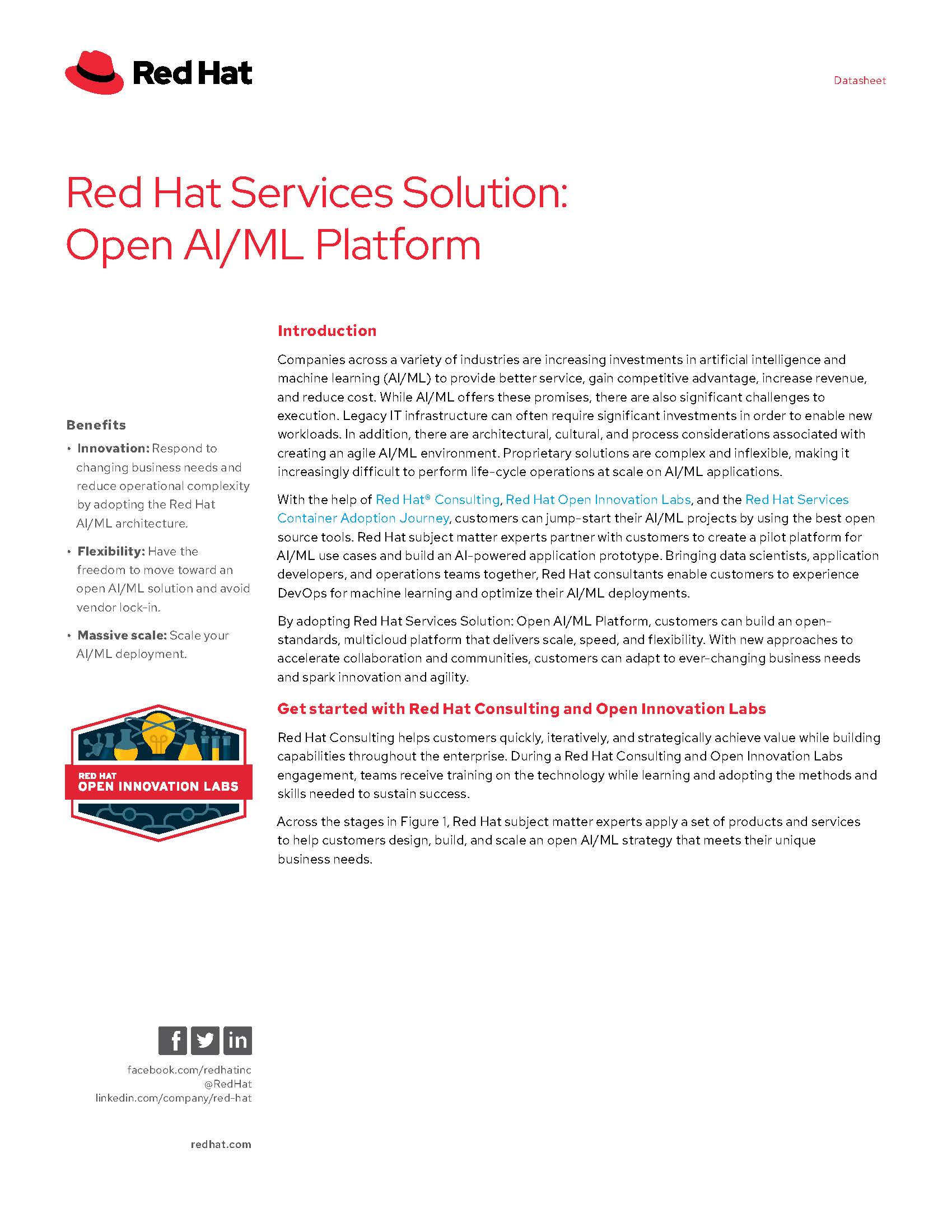 Red Hat Services Solution: Open AI/ML Platform