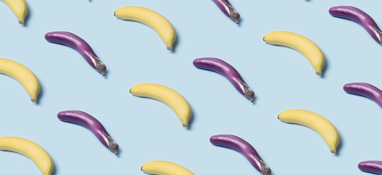 banana peels and eggplants.