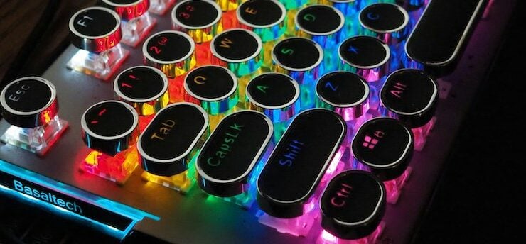 glowing manual keyboard