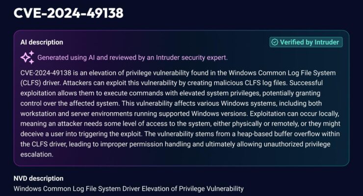 Intruder Enhances Free Vulnerability Intelligence Platform ‘Intel’ with AI-Generated CVE Descriptions