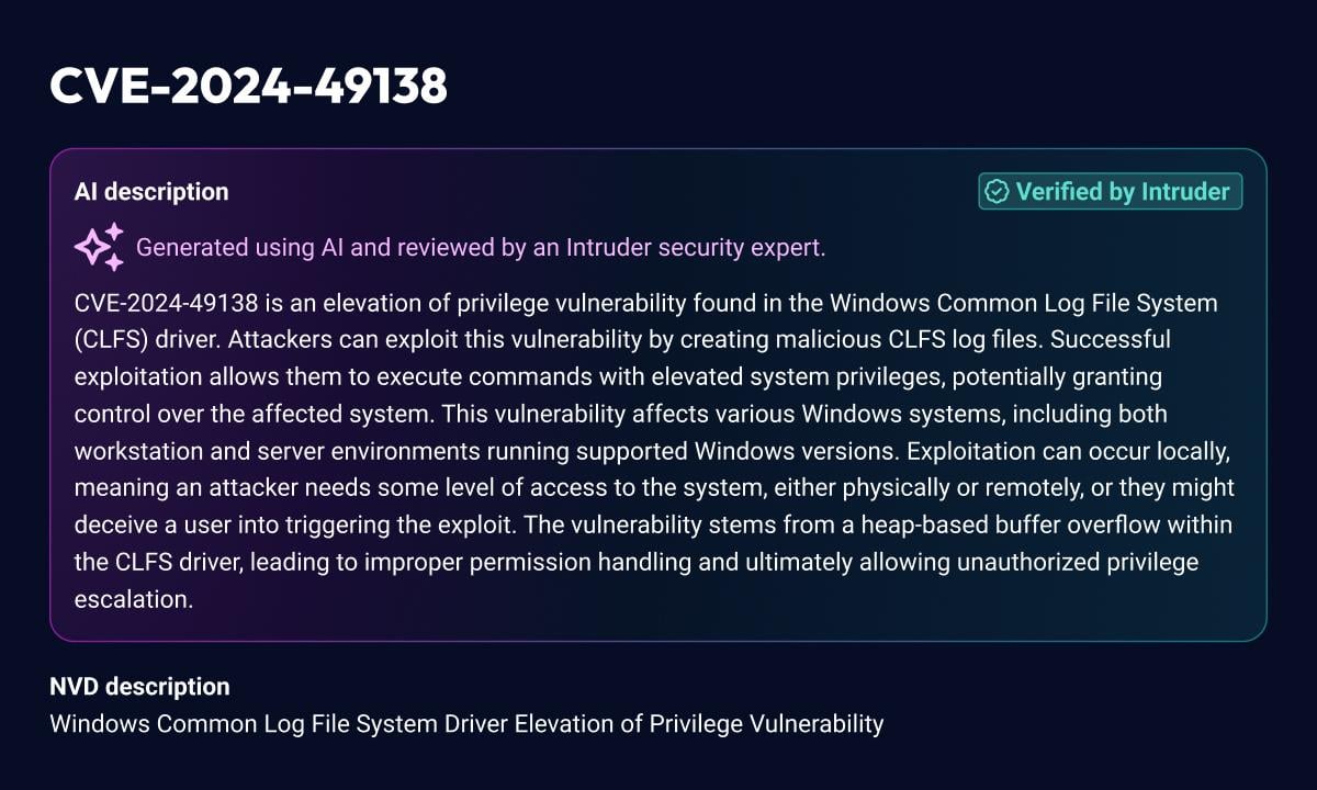 Intruder Enhances Free Vulnerability Intelligence Platform ‘Intel’ with AI-Generated CVE Descriptions