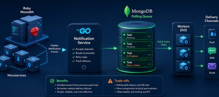 When the Message Broker Becomes the Bottleneck: Scaling Push and SMS With MongoDB Polling