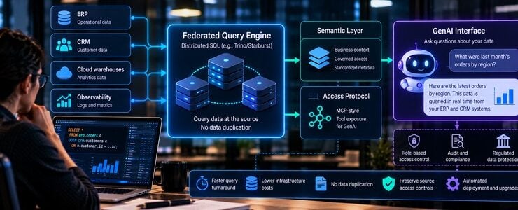 Federated Query at Petabyte Scale: A Deployment Pattern for a Governed AI-Agent Data Layer