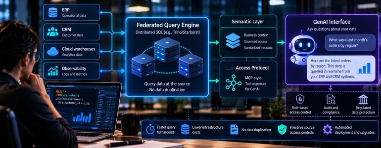 Federated Query at Petabyte Scale: A Deployment Pattern for a Governed AI-Agent Data Layer